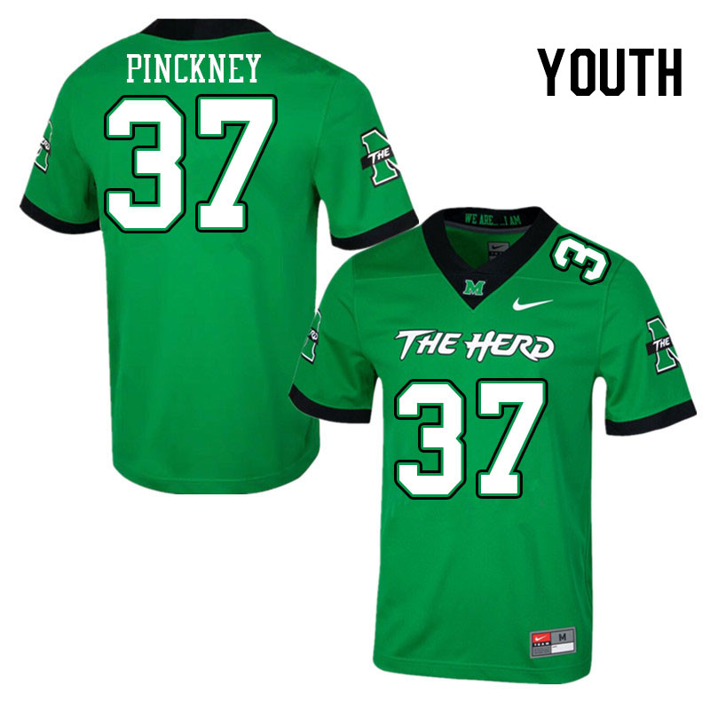 Youth #37 Jacob Pinckney Marshall Thundering Herd College Football Jerseys Stitched-Green